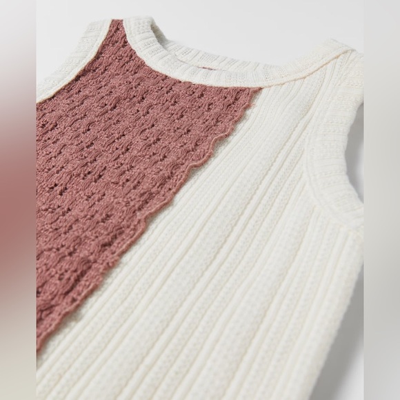 NWT Zara 6Y contrast chunky knit detail top - Picture 3 of 4